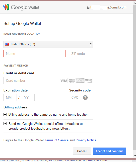 google wallet card submit