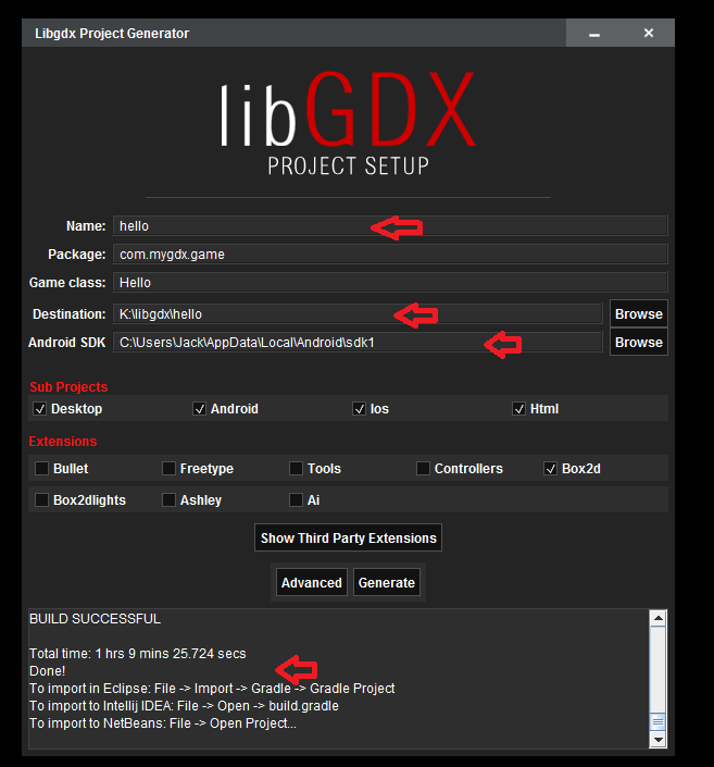 LibGDX create project